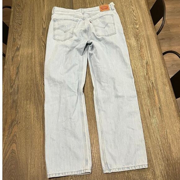 Levi's Low Pro Straight Jeans Mid-Rise Distressed Denim Light Wash Blue Size 31 - Picture 7 of 13